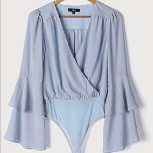 Never Worn Lulu’s Baby Blue Flowy Bodysuit